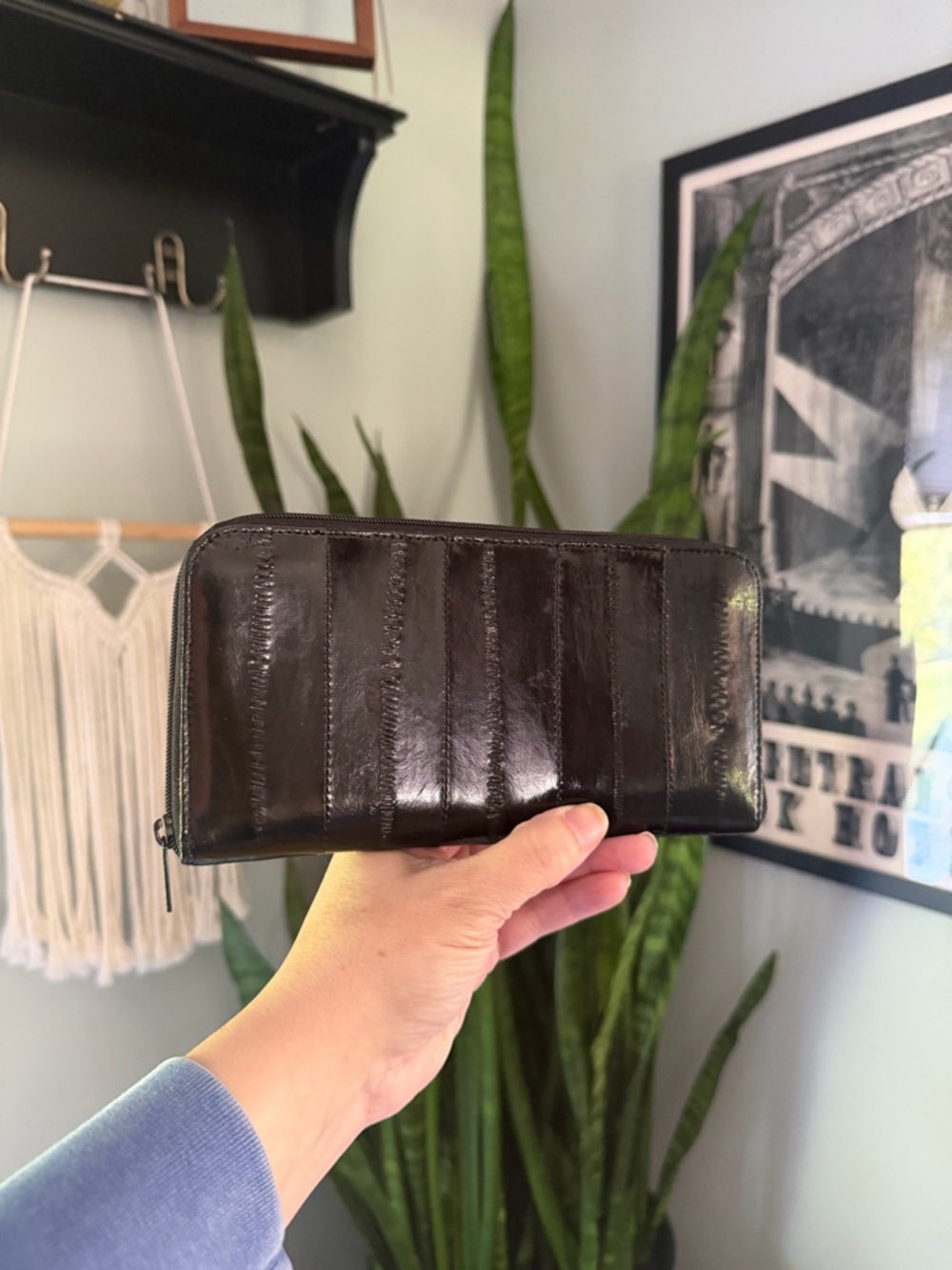 VTG 80s Eel Skin Leather Zip Wallet